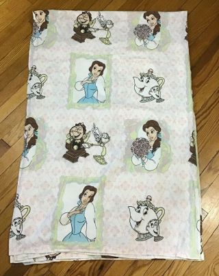 Disney Beauty And The Beast Flannel Winter Flat Sheet Princess Vintage 90s Craft