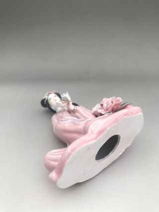 Chinese Hand make Enamel color porcelain Play the flute beauty girl statue N003 3