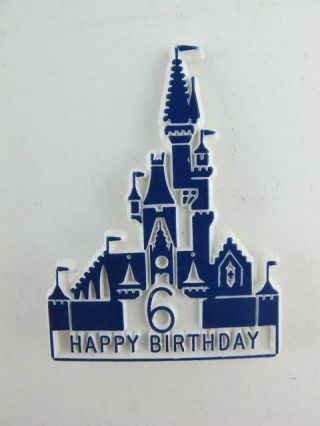 1977 Walt Disney World Cast Member 6th Happy Birthday Vintage Castle Button Pin