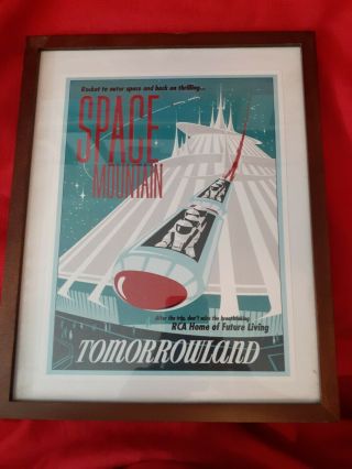 Framed Disney Space Mountain Tomorrowland Poster/print Pre - Owned