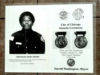 City Of Chicago Police And Fire Department Awards Ceremony Program 10/11/1983
