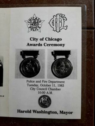 City Of Chicago Police and Fire Department Awards Ceremony Program 10/11/1983 2