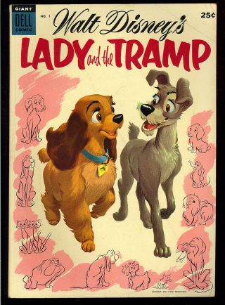 Walt Disney’s Lady And The Tramp Dell Giant 1 Golden Age Comic 1955 Vg,