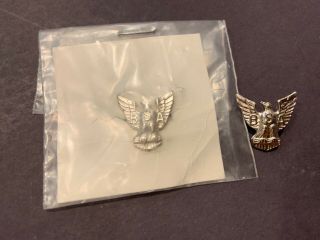 2 Vintage Bsa Boy Scouts Of America Sterling Silver Eagle Scout Pin Lapel Nos