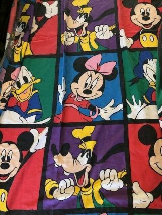 Vintage Disney Mickey Mouse And Friends Twin Size Flat Sheet