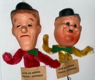 Vintage French Stan Laurel & Hardy 8 " Pipe Cleaner Figures