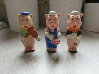 Vintage Walt Disney Three Little Pigs Bisque Frozen Charlotte Penny Dolls Japan