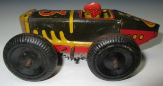 Vintage Marx Wind - Up Toy Race Car Litho Tin W/ Driver