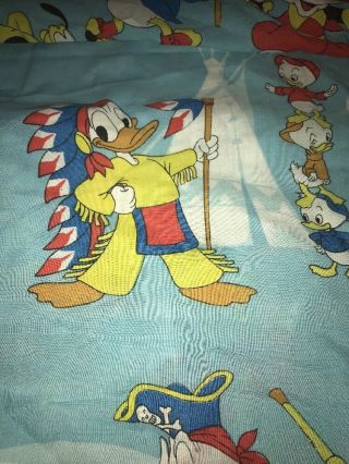 Vintage Walt Disney Prod Twin Flat Sheet Mickey Mouse Magic Kingdom Frontierland 2