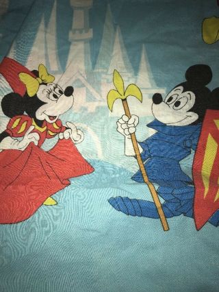 Vintage Walt Disney Prod Twin Flat Sheet Mickey Mouse Magic Kingdom Frontierland 3