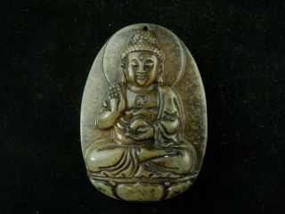 Unusual Chinese Jade Hand Carved Sakyamuni Buddha Pendant B200