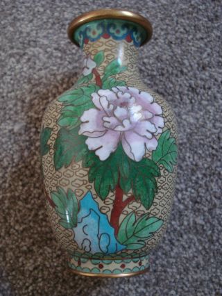 Vintage Cloisonne Enamel Chinese Floral Vase