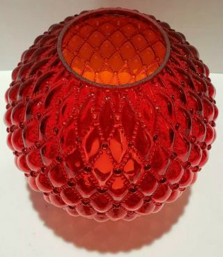 Gorgeous Vintage Ruby Red Quilted Optic Pattern 8 " Cieling/hurricane Light Cover