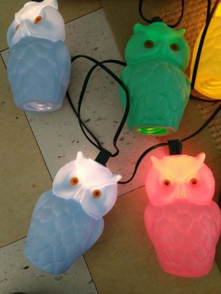 Vintage Lidco OWL - LITES Party Lights Set 7 Blow Mold Owl Lanterns Patio 2