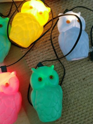 Vintage Lidco OWL - LITES Party Lights Set 7 Blow Mold Owl Lanterns Patio 3