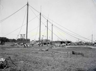 Cole Bros Brothers - Big Top Tent Poles / Set Up - Vintage Circus Negative