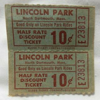 Vintage Lincoln Park North Dartmouth Mass Amusement Park Ride 10 Cent Tickets 2