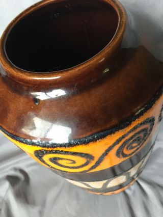 38cm WEST GERMAN VASE ceramic 517 - 38 VINTAGE RETRO SCHEURICH LAVA swirl BROWN 3
