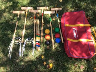 Vintage Croquet Set By Forster With Carrying Bag