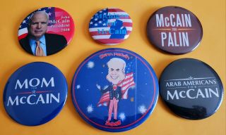 One 3 " & Four 2 1/4 " & One 1 3/4 " John Mccain Political Campaign Pinbacks