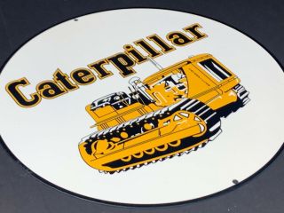 Vintage " Caterpillar Tractor & Farm Equipment " 11 3/4 " Metal Gasoline & Oil Sign