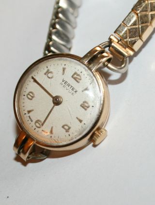 Vertex Vintage Revue 9ct Gold Wrist Watch Ladies Swiss Cased