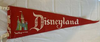 Disneyland Pennant Walt Disney Productions Red Flag Banner 1960 