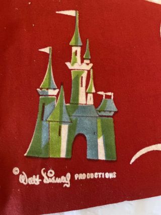 Disneyland Pennant Walt Disney Productions Red Flag Banner 1960 ' s Vtg 24 