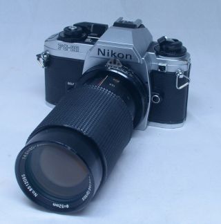 Nikon Fg - 20 Vintage Slr Film Camera Jcpenney 80 - 200mm F/4 Zoom Macro Lens Japan