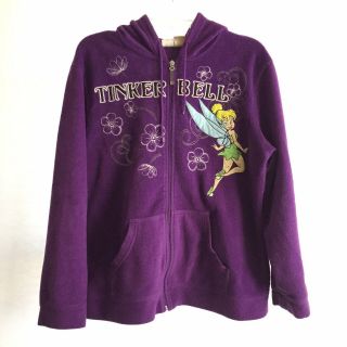 Disney Womens Xl Purple Tinker Bell Embroidered Full Zip Hoodie