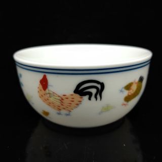 Chinese Handmade Cock & Flower Porcelain Bowl Daming Cheng Hua Mark S065