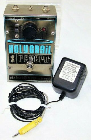 Electro - Harmonix Holy Grail Reverb Guitar Effect Pedal,  Adaptor Vintage