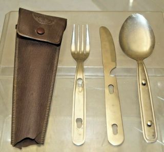 Vintage 1960s - 70s Boy Scouts Camping Table Utensils Fork Spoon Knife Stackable