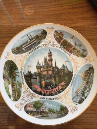 Vintage Disneyland Plate 9.  5 " Frontierland Adventureland Tomorrowland