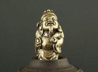 Small Chinese Old Solid Bronze Rich Man Fortune God " Caishen " Statue Sculpture