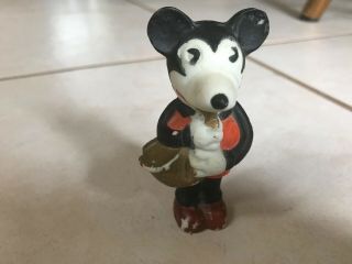 Vintage Disney Mickey Mouse Figurine Japan 3 - 1/2 " Porcelain Saxophone