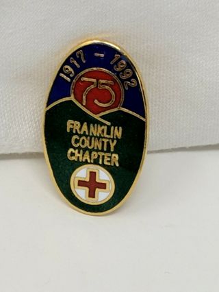 Vintage American Red Cross Arc Franklin County Chapter Pin Celebrating 75 Years