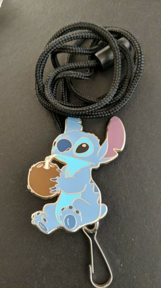 Disney Stitch With Coconut Cast Exclusive Bolo Id Badge Lanyard Disneyland