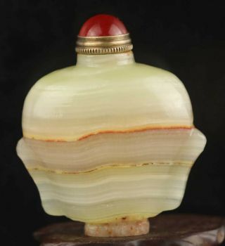 Chinese Old Natural Jade Hand - Carved Statue Snuff Bottle