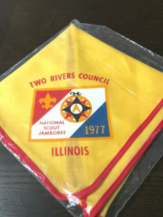 1977 National Jamboree Two Nrivers Council Contingent Neckerchief In Orig Bag Bv