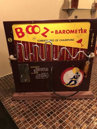 Vintage Booz Barometer Nickel Coin Operated Trade Drunk Sobriety Test Stimulator
