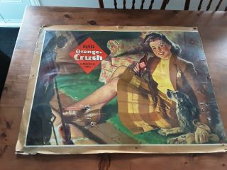 Vintage ORANGE CRUSH Advertising Sign 26x34 Cardboard 2