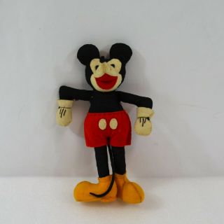 Mickey Mouse Pie Eye Felt Doll Vtg Hand Sewn Artist Craft 1930s Era Plush