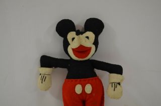 Mickey Mouse Pie Eye Felt Doll Vtg Hand Sewn Artist Craft 1930s Era Plush 2