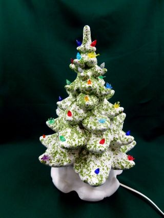 Vintage Snow White 16 1/2 " Ceramic Lighted Christmas Tree