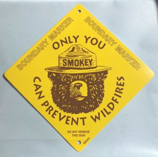 Smokey The Bear,  Only You Can Prevent Forest Fires - Enamel Metal Boundary Marker