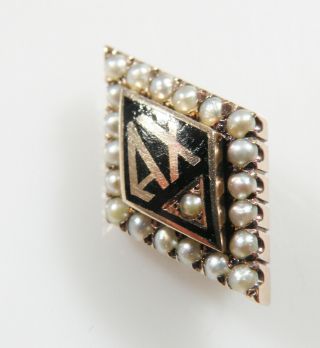 Vintage 14k Yellow Gold Fraternity/sorority Pin With Pearls