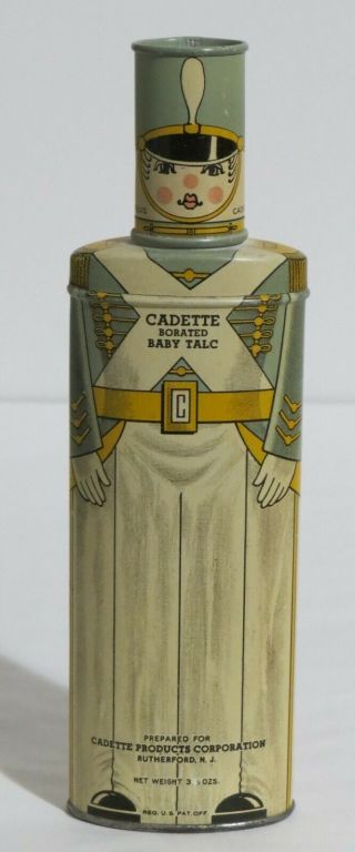 Vintage Art Deco Cadette Toy Soldier Advertising Baby Powder Talc Tin - Nr