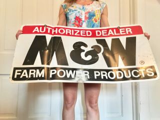 Vtg M & W Farm Power Products Maxhinery Tractor Ih John Deere Sign Gas Oil Feed