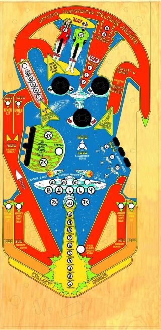 Bally Star Trek Pinball Machine Playfield Overlay